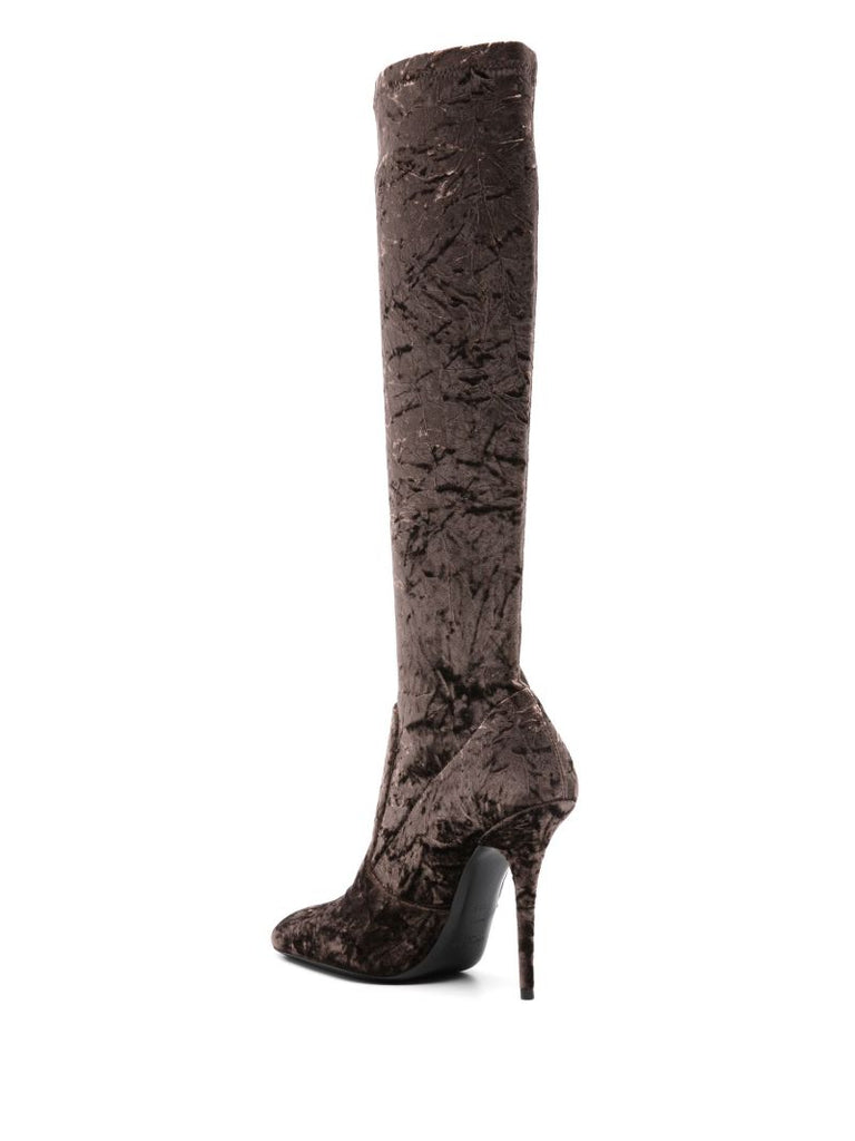 Brown Talia 110 Velvet Knee-high Boots