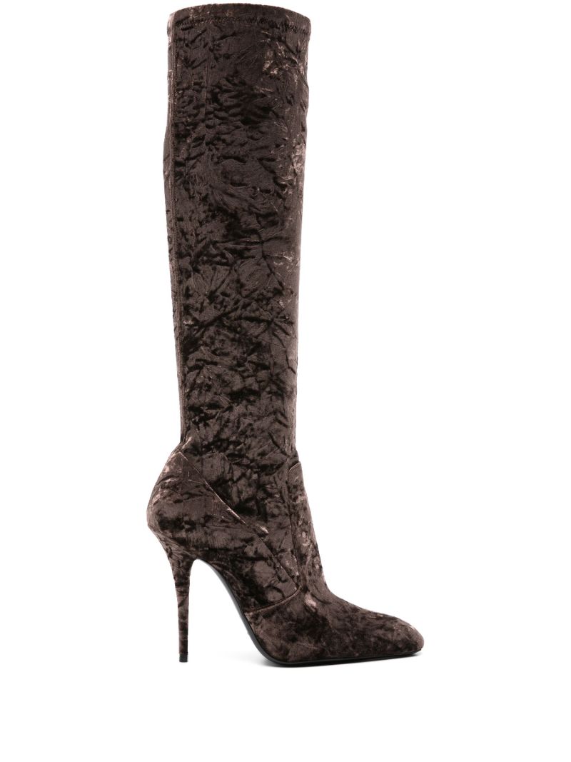 Brown Talia 110 Velvet Knee-high Boots