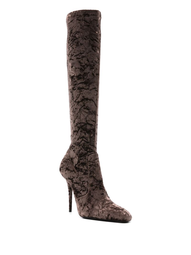 Brown Talia 110 Velvet Knee-high Boots