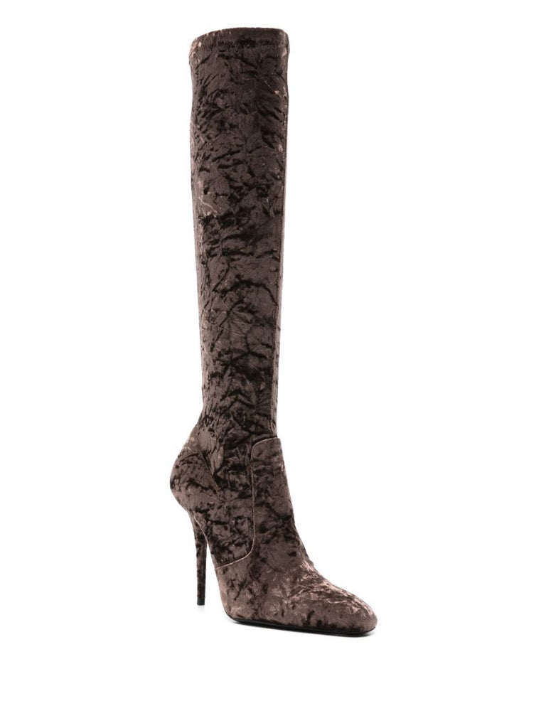 Brown Talia 110 Velvet Knee-high Boots