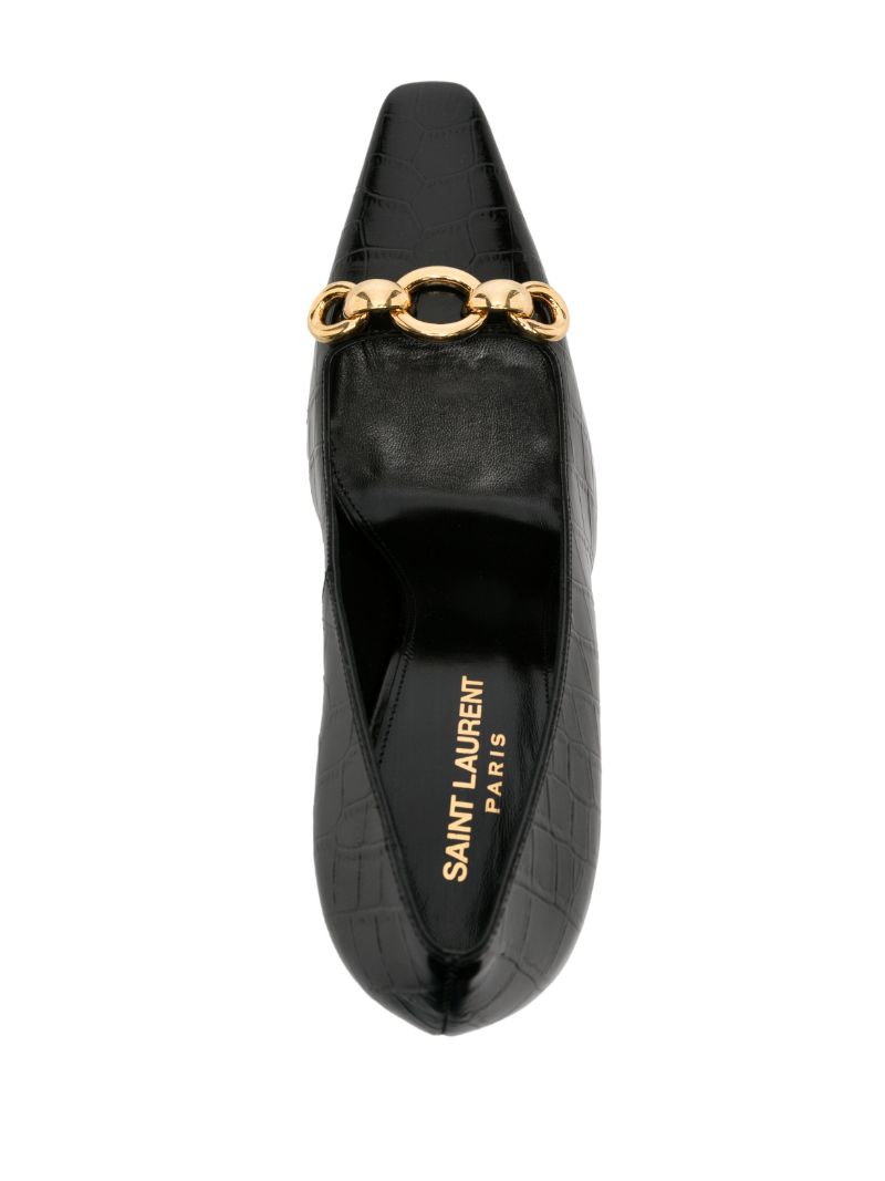 Black Severine 110 Mock Croc Leather Pumps