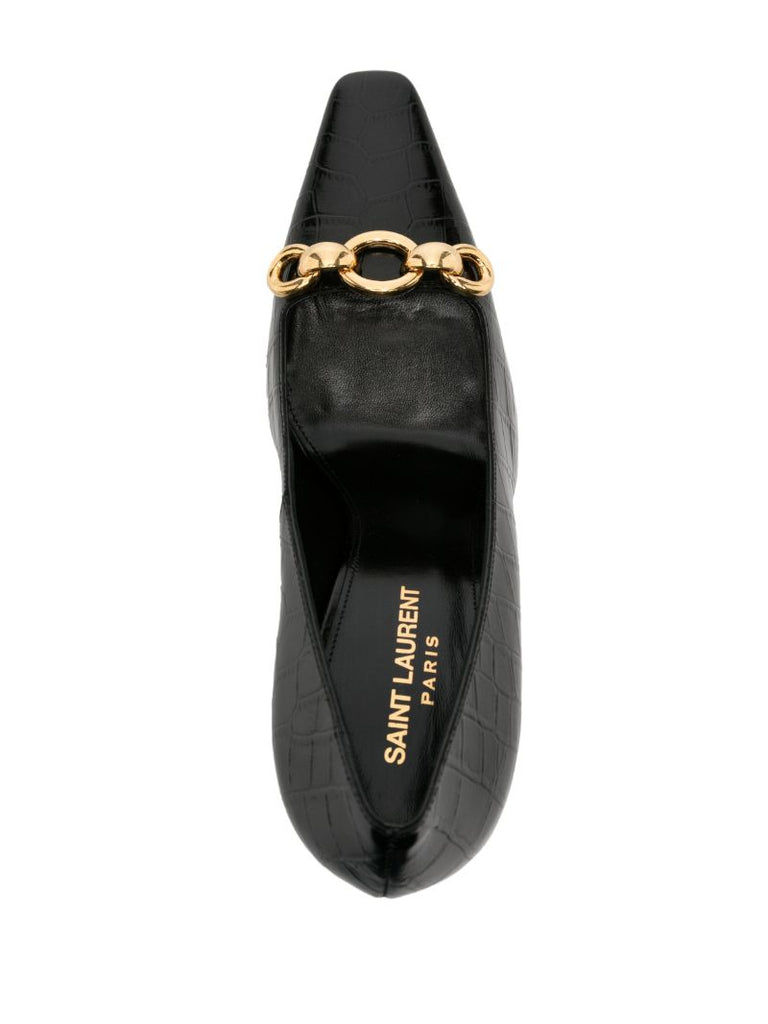 Black Severine 110 Mock Croc Leather Pumps
