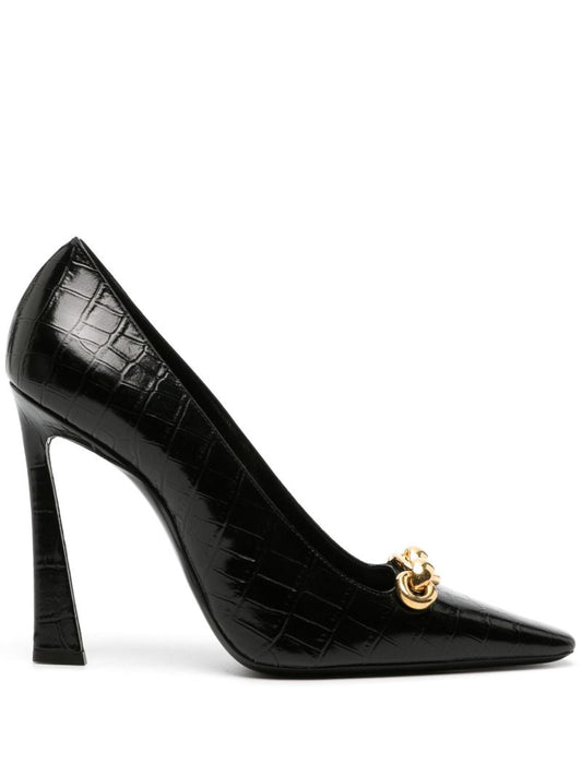 Black Severine 110 Mock Croc Leather Pumps