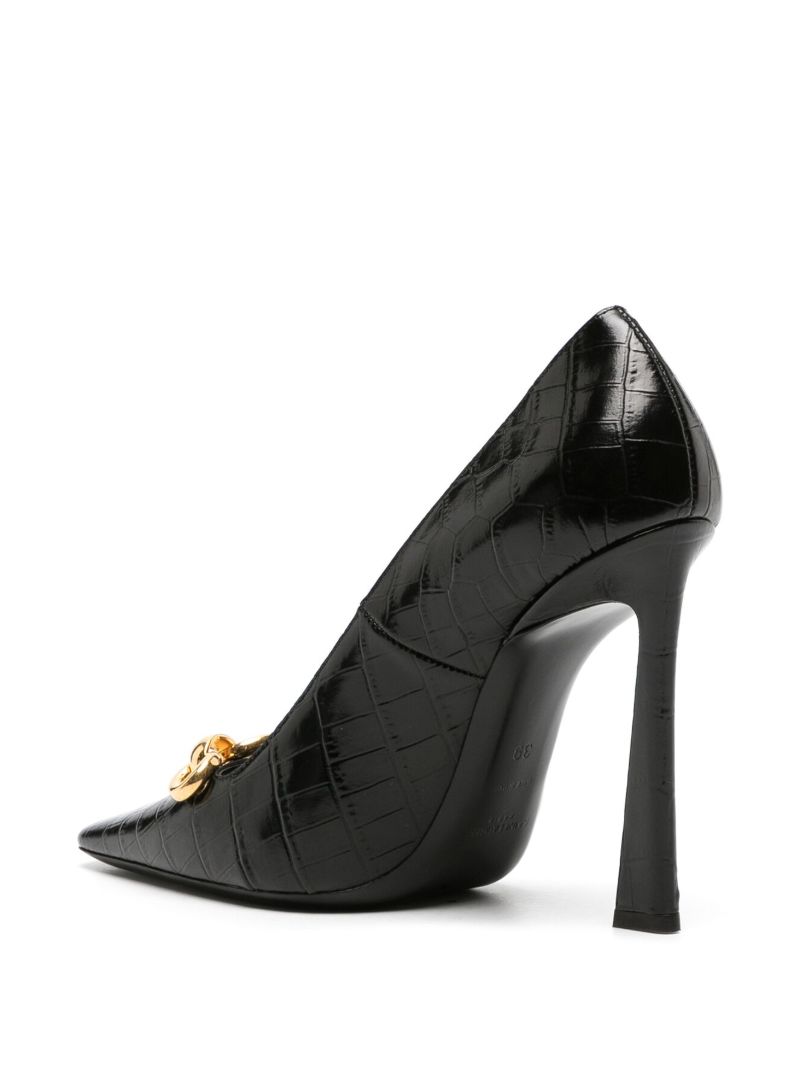 Black Severine 110 Mock Croc Leather Pumps
