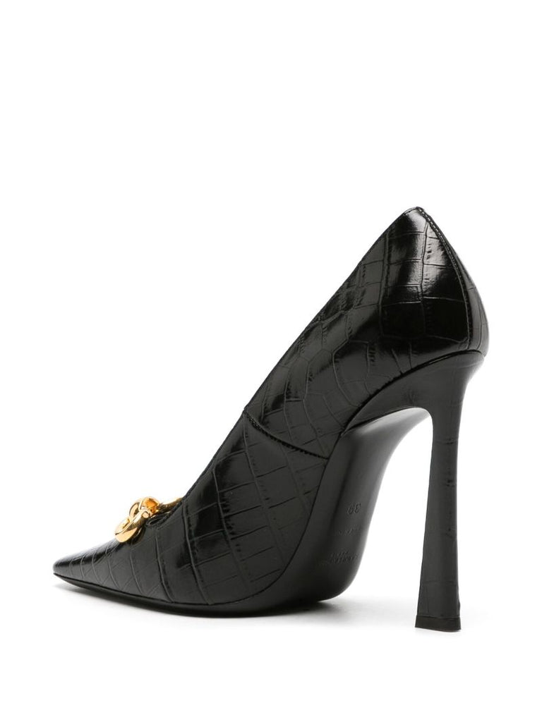 Black Severine 110 Mock Croc Leather Pumps
