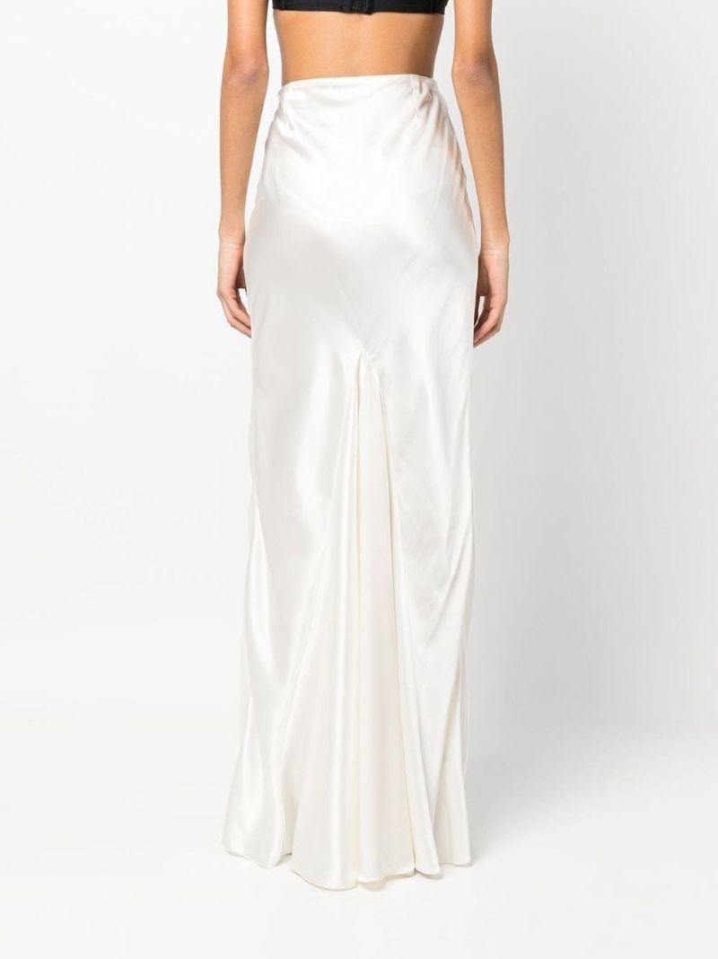 White High Waist Silk Maxi Skirt