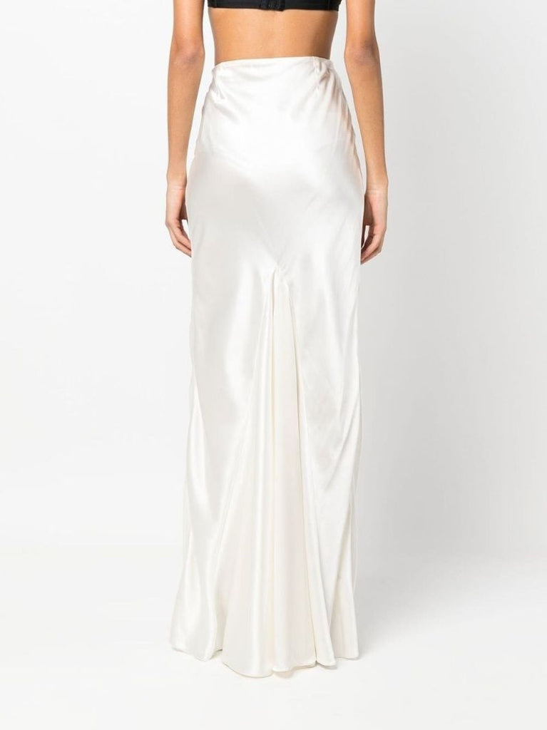 White High Waist Silk Maxi Skirt