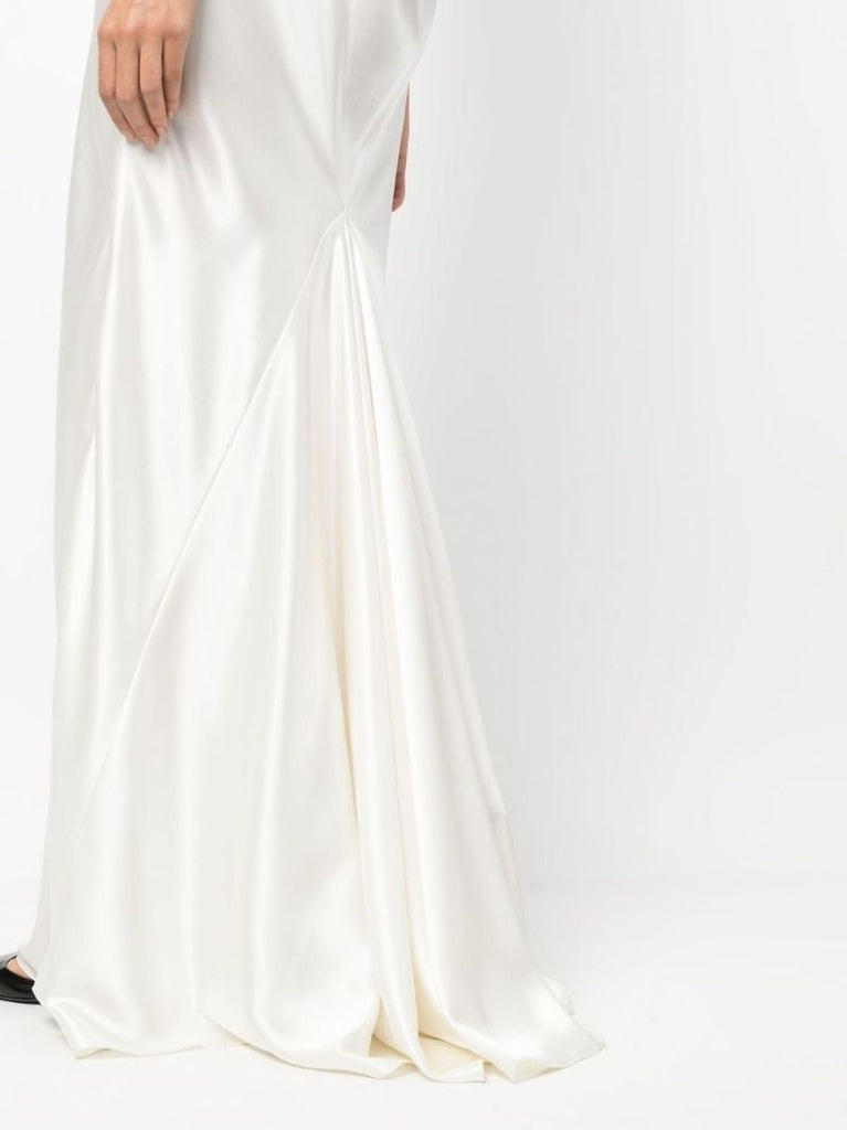 White High Waist Silk Maxi Skirt