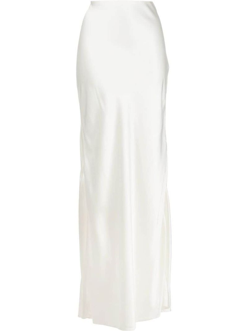 White High Waist Silk Maxi Skirt