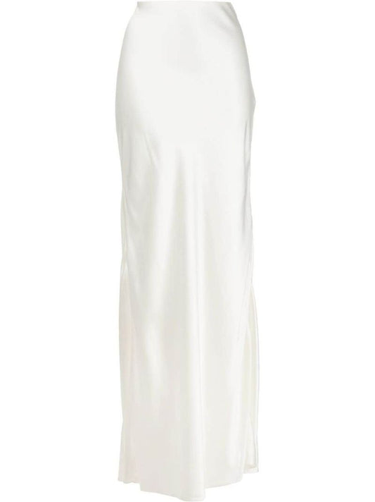White High Waist Silk Maxi Skirt