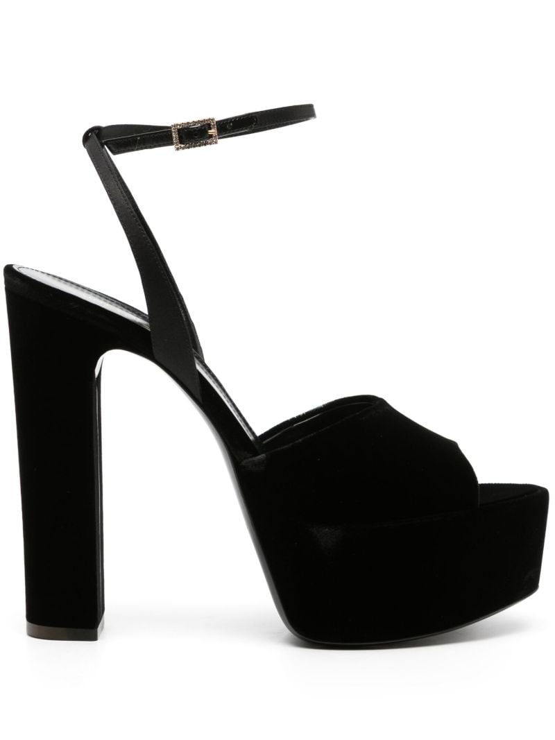 Black Jodie 95 Velvet Platform Sandals
