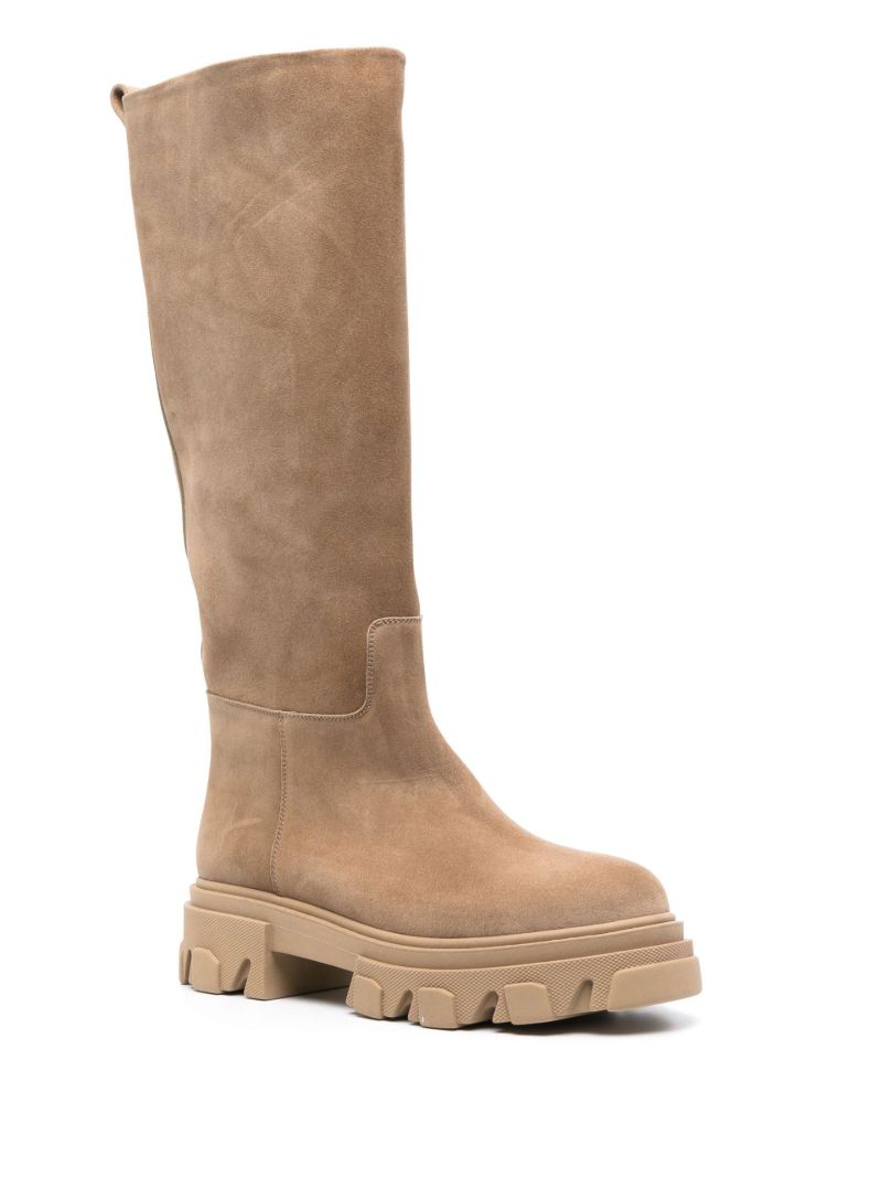 Brown Tubular Suede Knee-high Boots