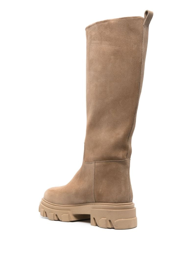 Brown Tubular Suede Knee-high Boots