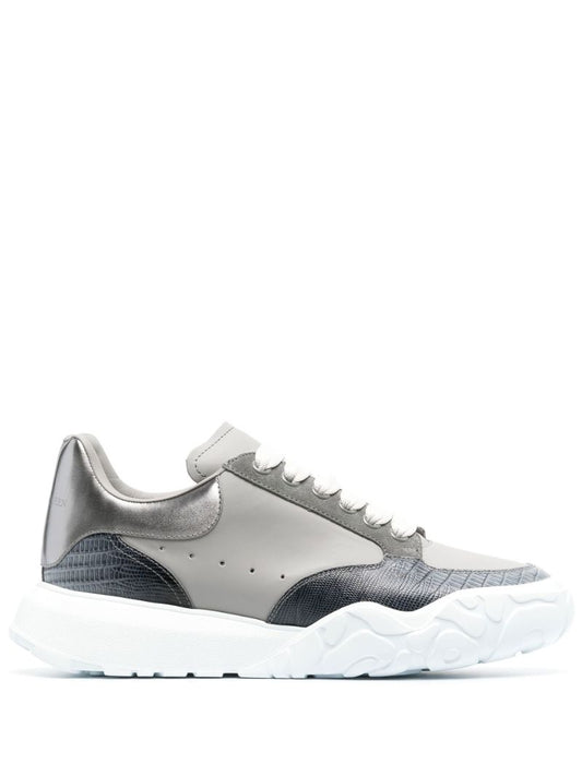 Grey Court Leather Sneakers