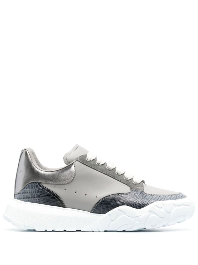 Grey Court Leather Sneakers
