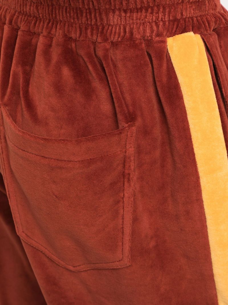 Orange Organic Cotton Velour Track Pants