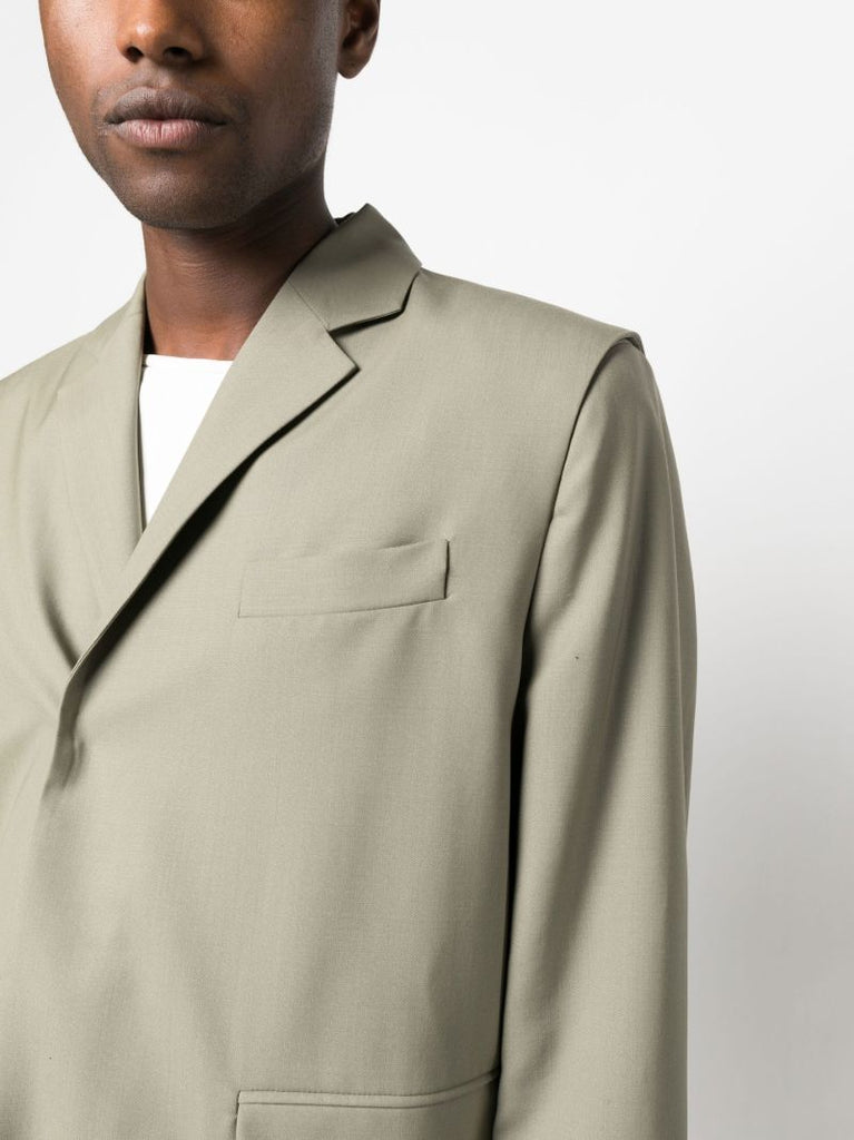 Green Single-breasted Wool Blazer