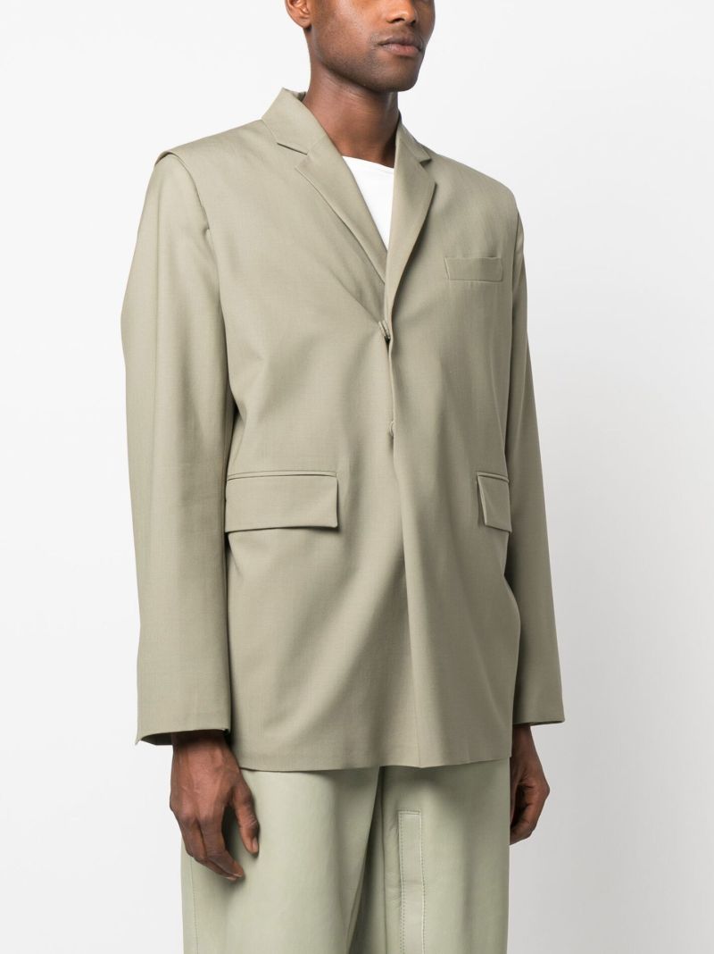 Green Single-breasted Wool Blazer