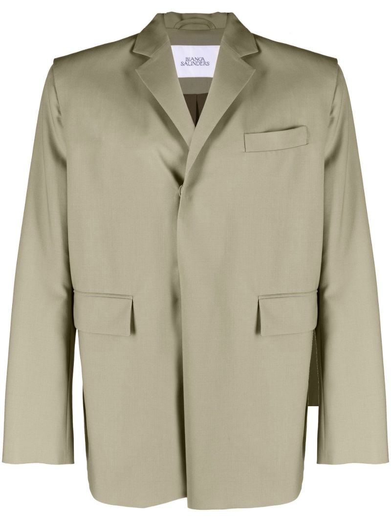 Green Single-breasted Wool Blazer