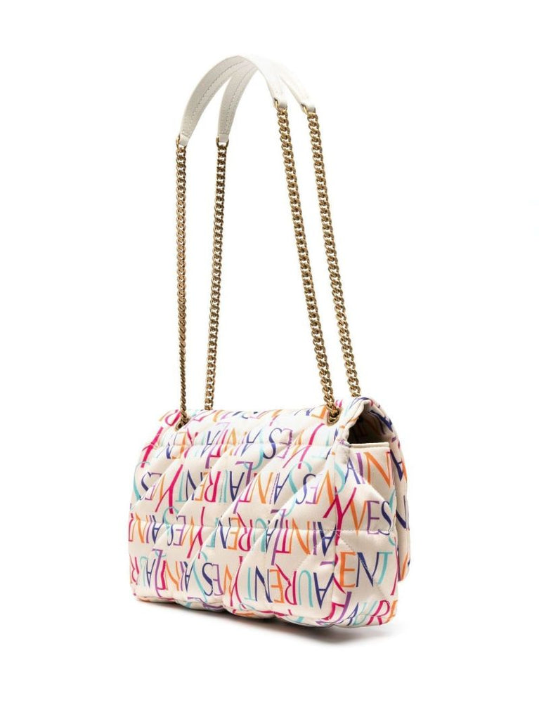 White Jamie Printed Shoulder Bag