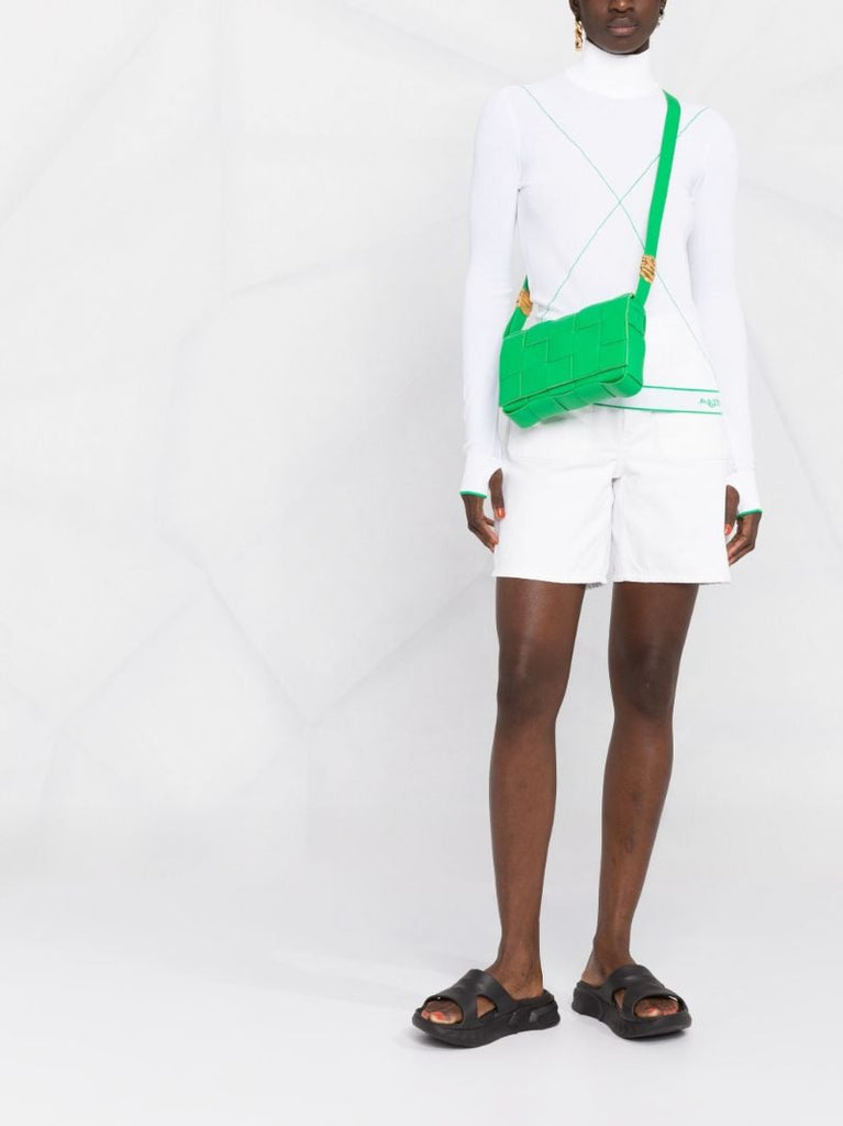Green Cassette Medium Leather Shoulder Bag