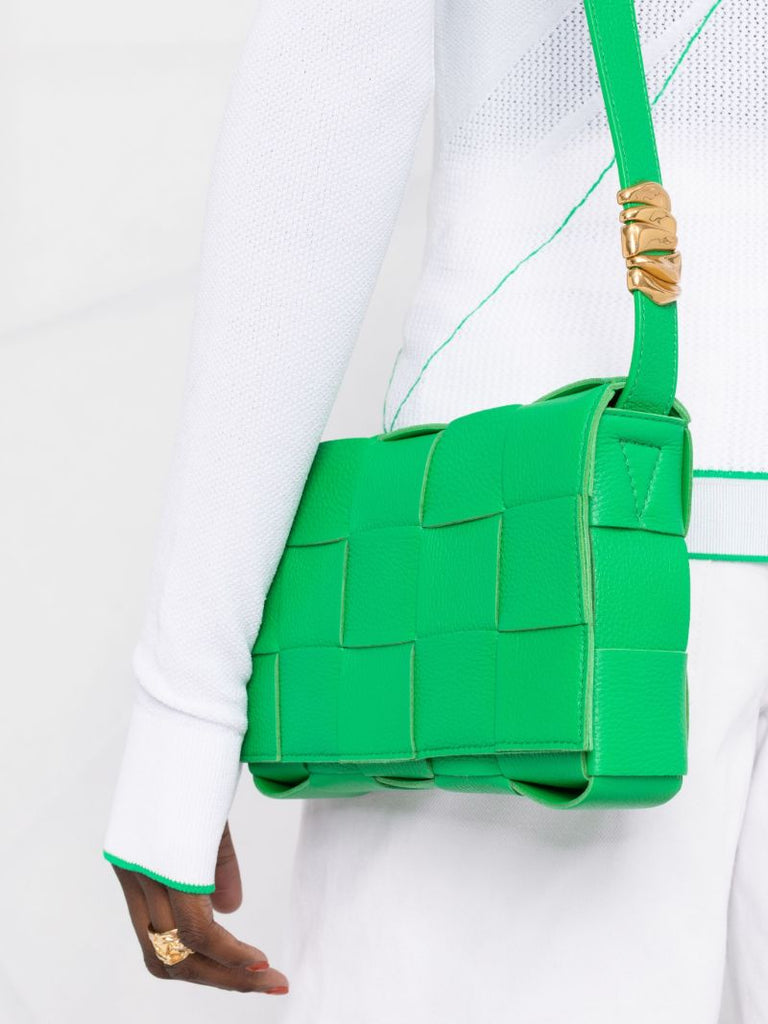 Green Cassette Medium Leather Shoulder Bag