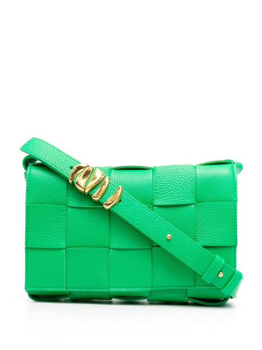 Green Cassette Medium Leather Shoulder Bag