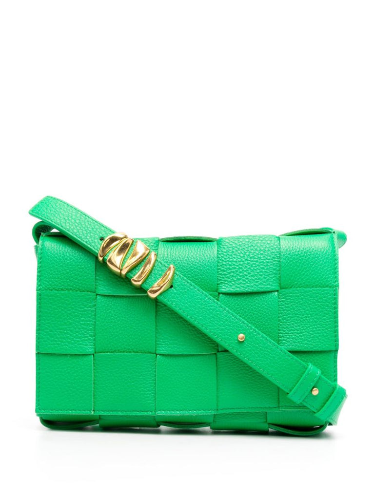 Green Cassette Medium Leather Shoulder Bag