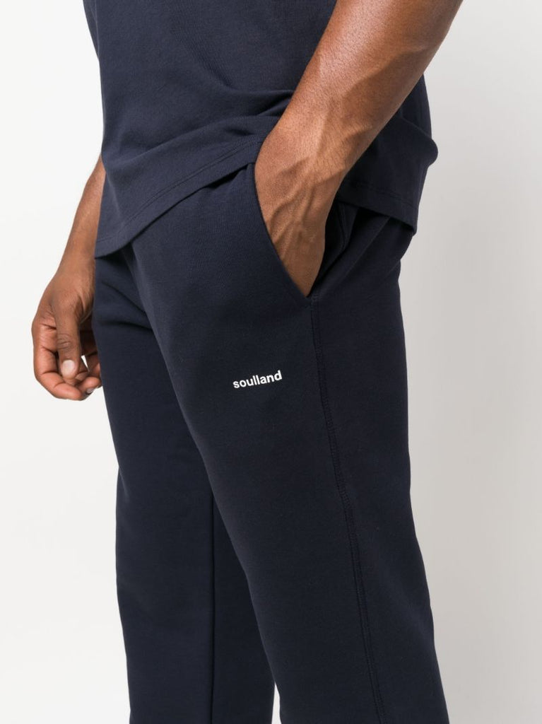 Blue Elijah Logo Print Track Pants