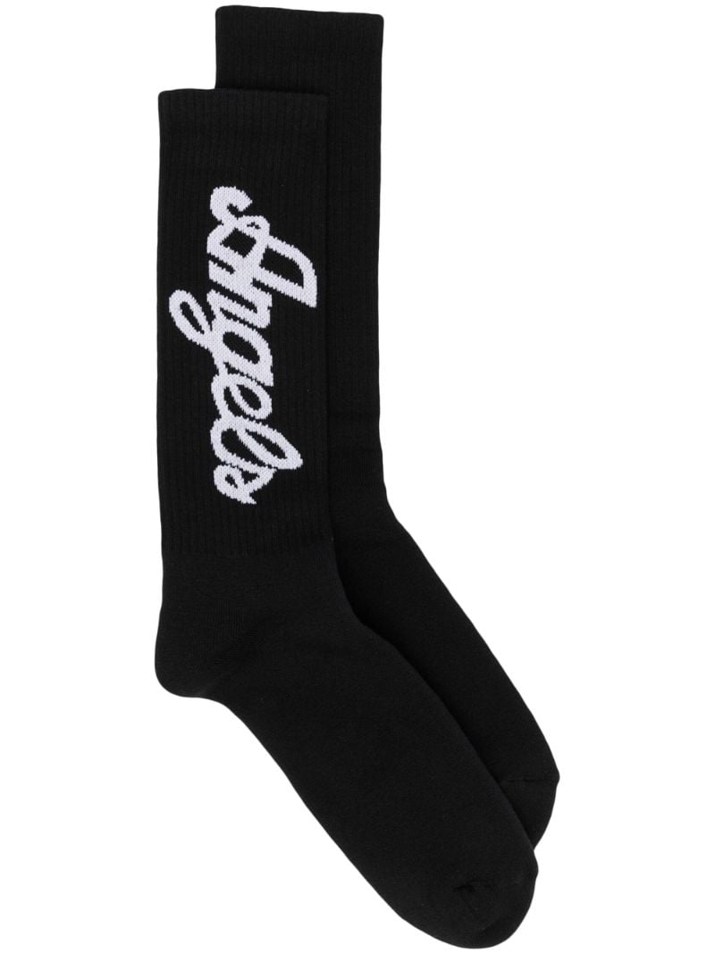 Black Logo Intarsia Socks