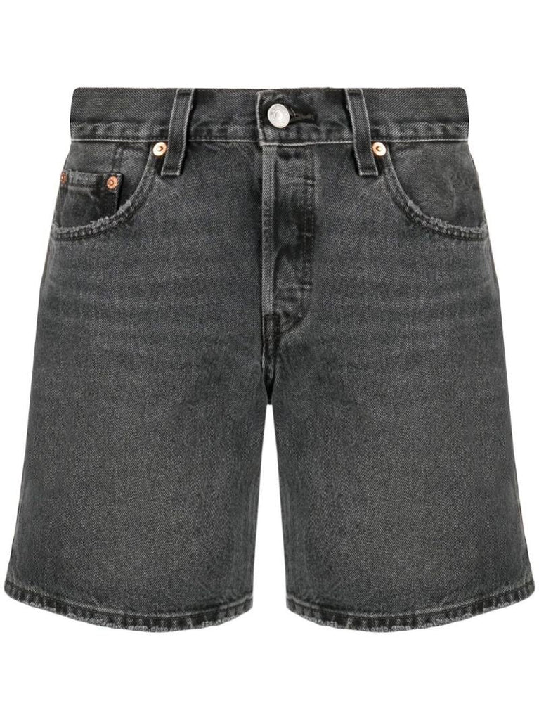 Black Mid-rise Denim Shorts