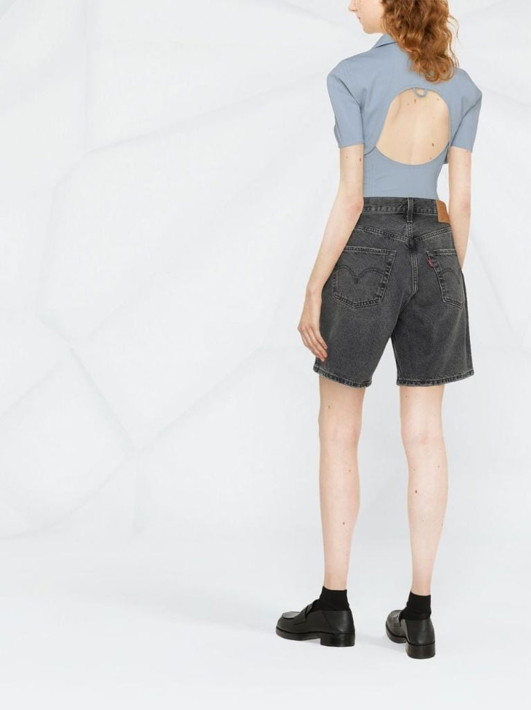 Black Mid-rise Denim Shorts