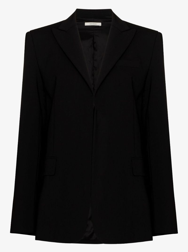 Black Oversized Single-breasted Wool Blazer