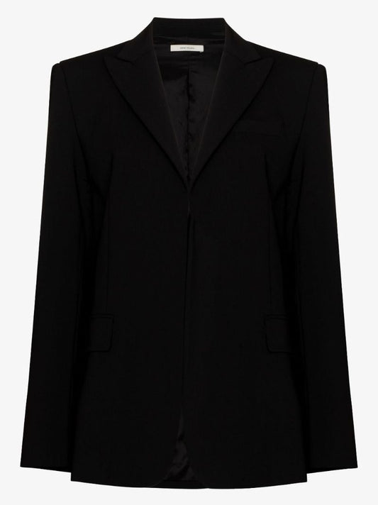 Black Oversized Single-breasted Wool Blazer