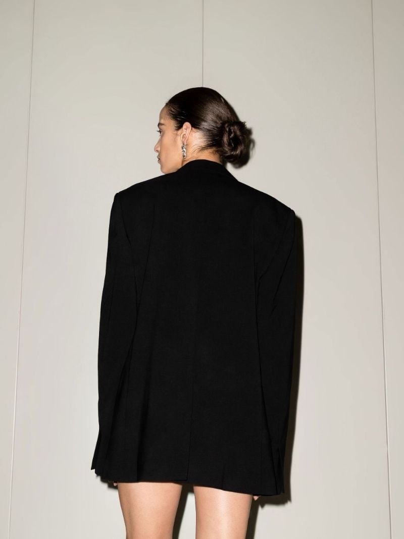 Black Oversized Single-breasted Wool Blazer