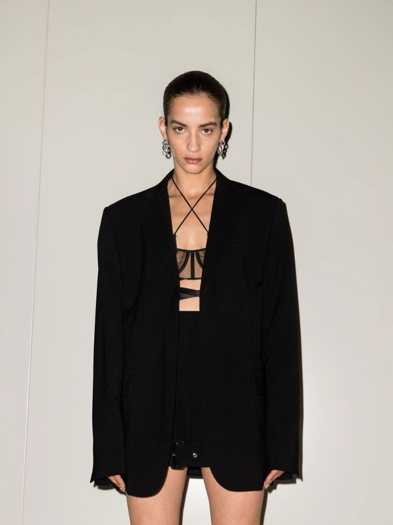 Black Oversized Single-breasted Wool Blazer
