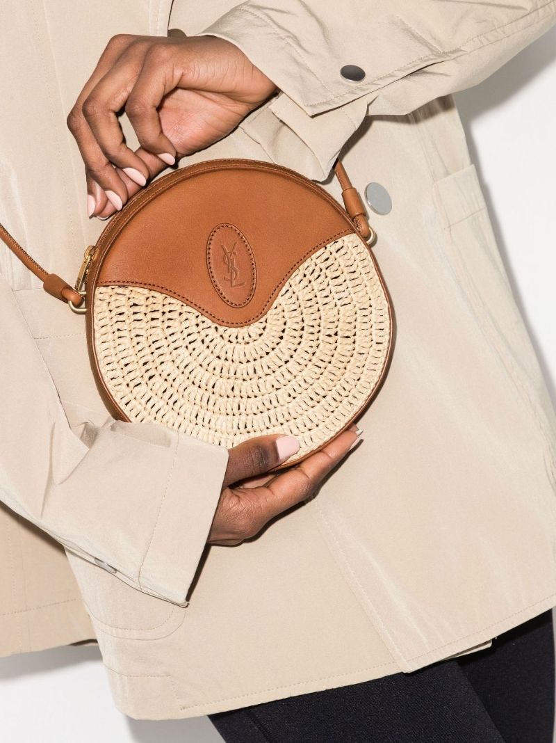 Neutral Sac Rond Mini Raffia Shoulder Bag