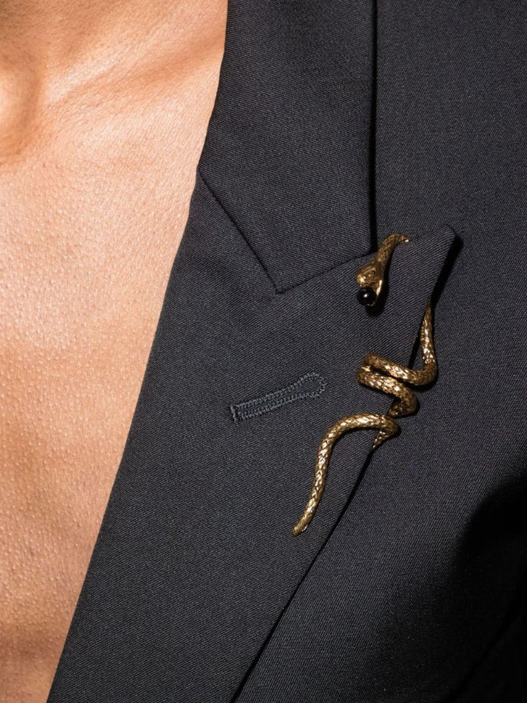 Gold Tone Brass Snake Brooch