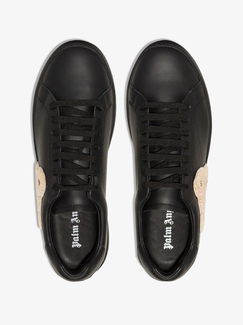 Black Bear Motif Leather Sneakers
