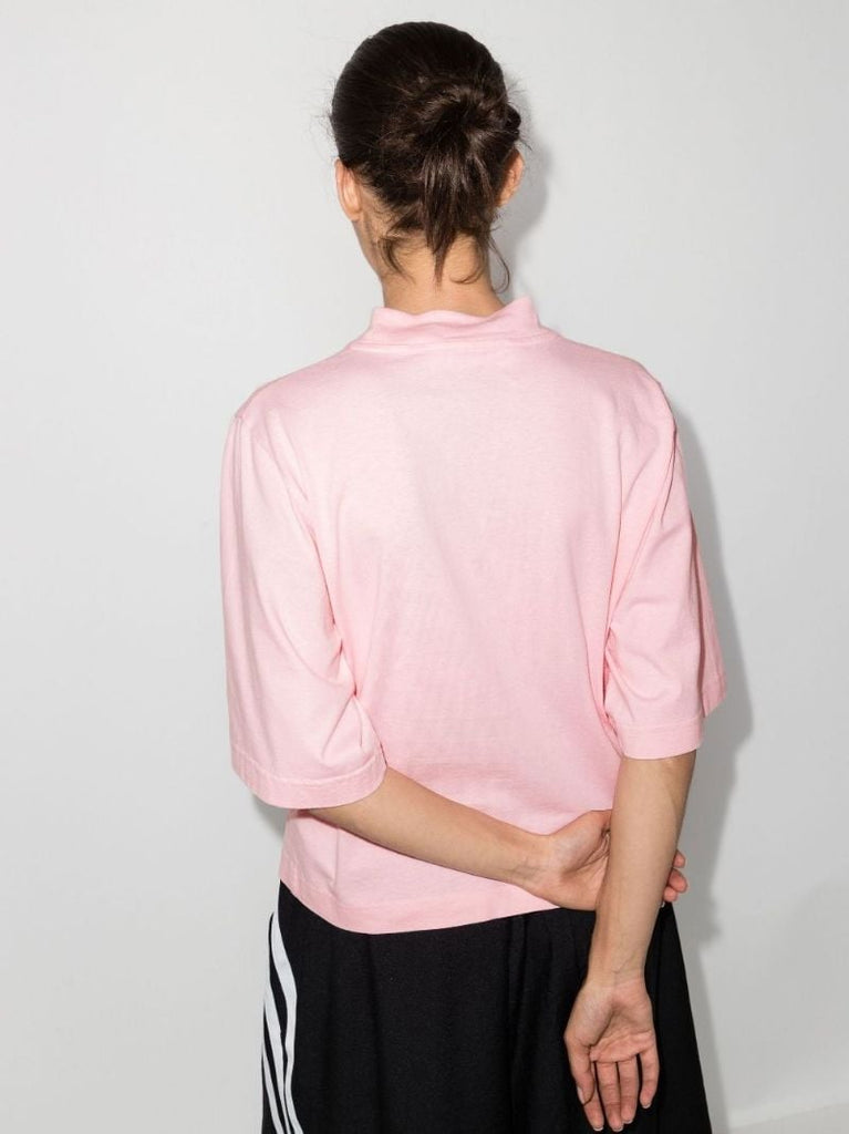Pink Bear Print Cropped T-shirt