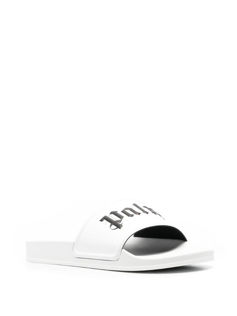 White Logo Rubber Slides