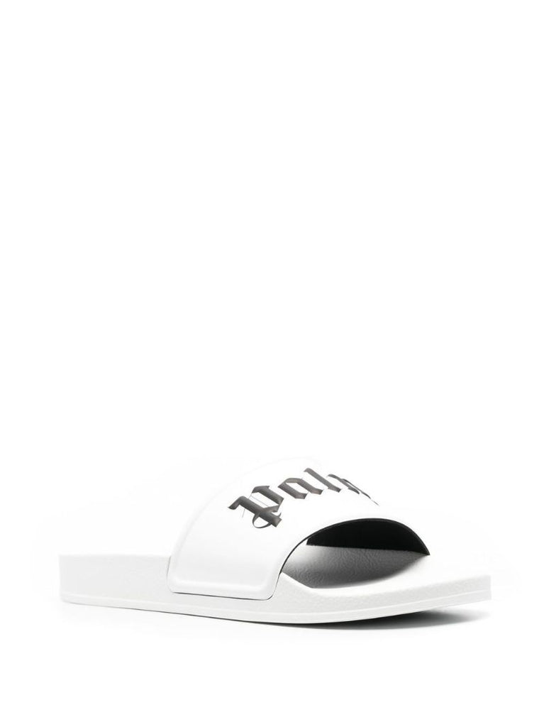 White Logo Rubber Slides