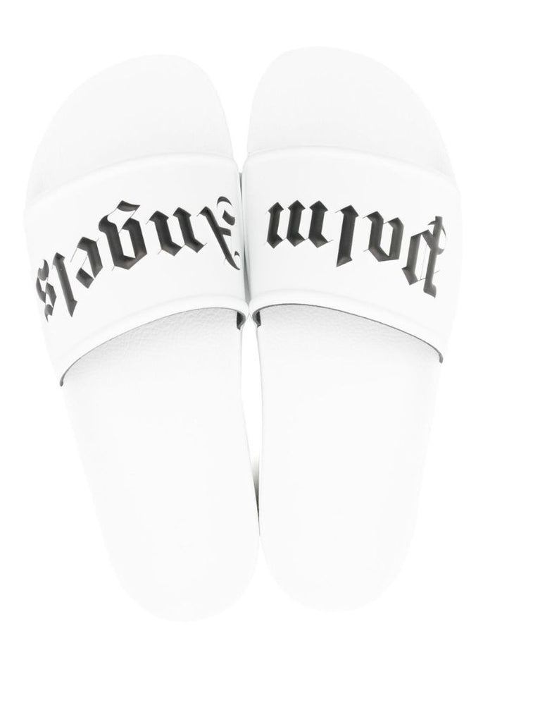 White Logo Rubber Slides