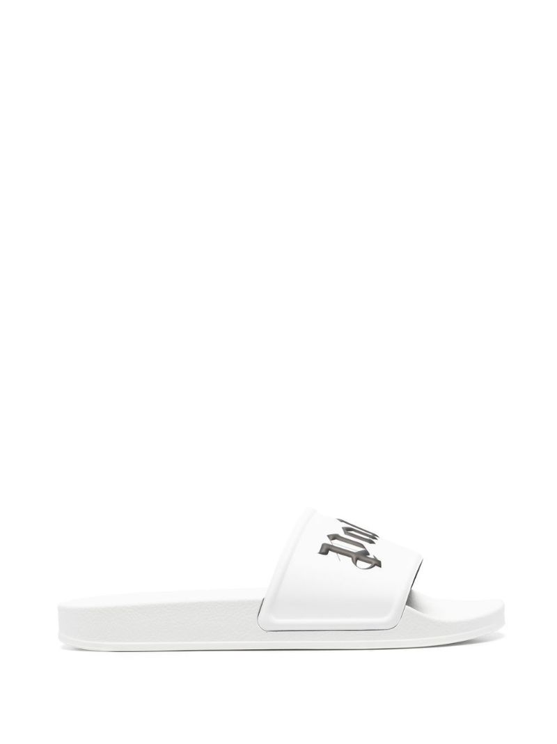White Logo Rubber Slides