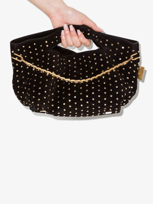 Black Fortune Small Suede Shoulder Bag