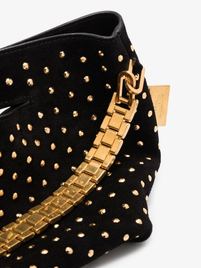Black Fortune Small Suede Shoulder Bag