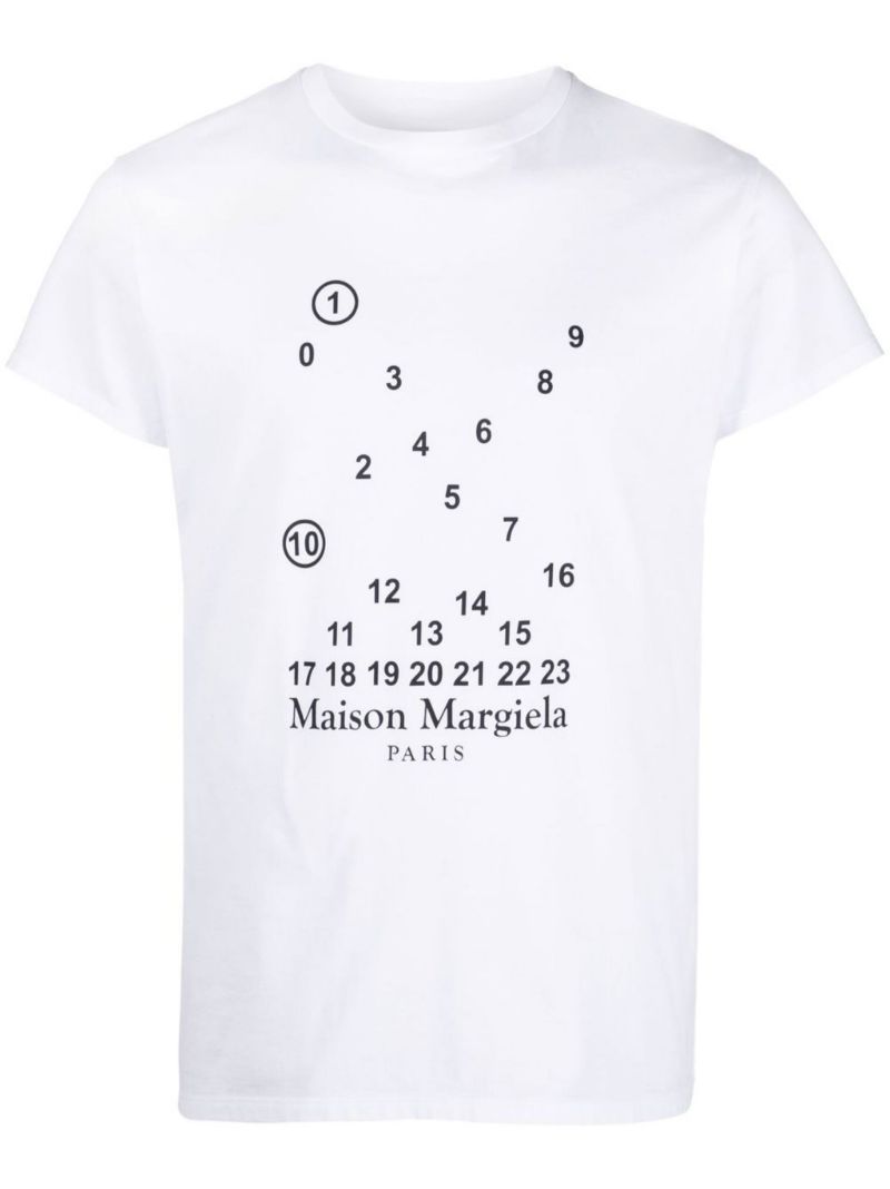White Logo Print Cotton T-shirt