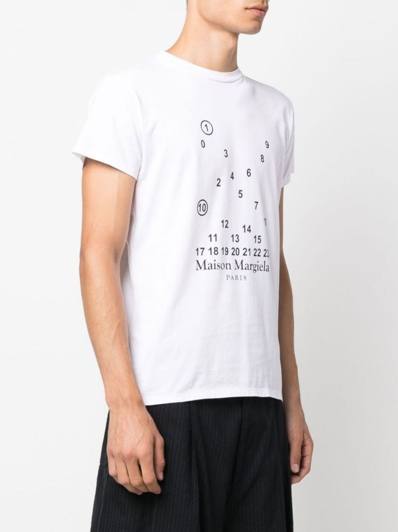 White Logo Print Cotton T-shirt