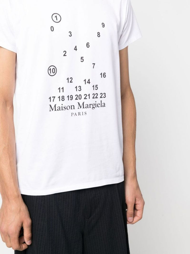 White Logo Print Cotton T-shirt