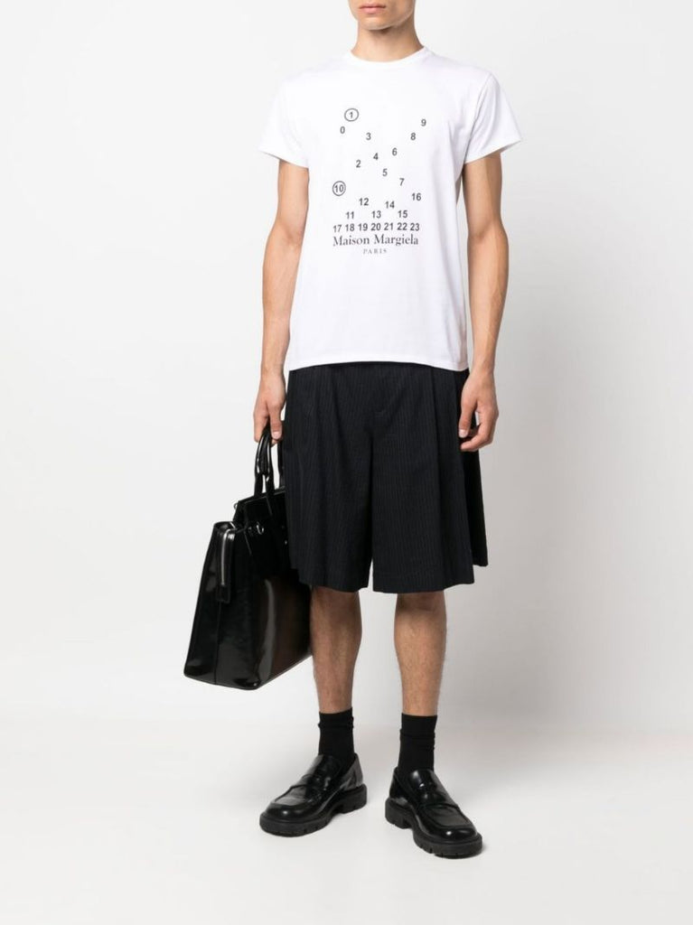 White Logo Print Cotton T-shirt